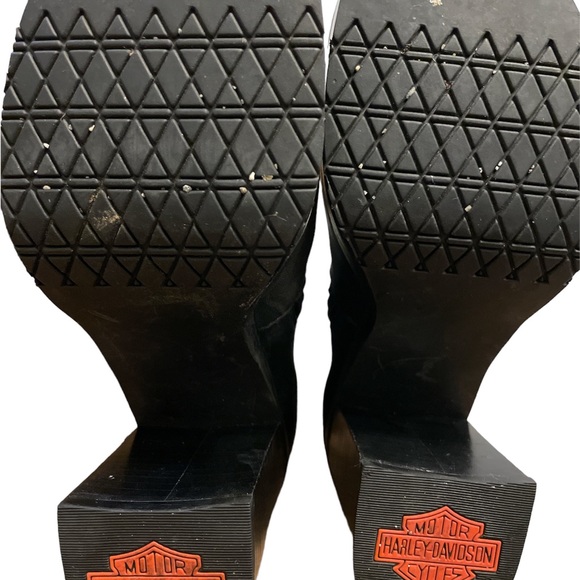 Harley Davidson Women's Black Leather Zip Up High Heel Motorcycle Boots - Picture 8 of 12